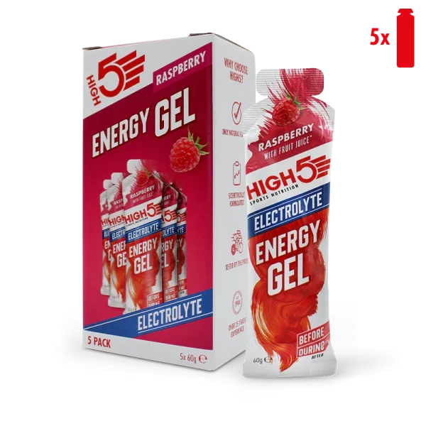 HIGH5 EnergyGel Electrolyte Bringebær 5pk 60g